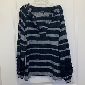 WHO WHAT WEAR STRIPPED BALLOON SLEEVED TOP SIZE XL